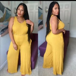 Woven yellow jumpsuit